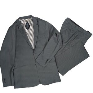 Volcom Corpo Class Grey Pinstripe Suit XL Jacket / 36 Pants - Rare Skater Formal